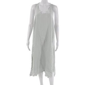 Diane Ness Women Shift Tank Dress Gray Linen Blend Sleeveless Midi Size M